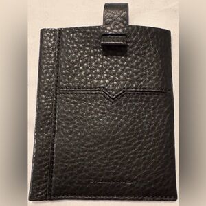 Mackage Black Pebbled Leather Unisex Passport Wallet EUC